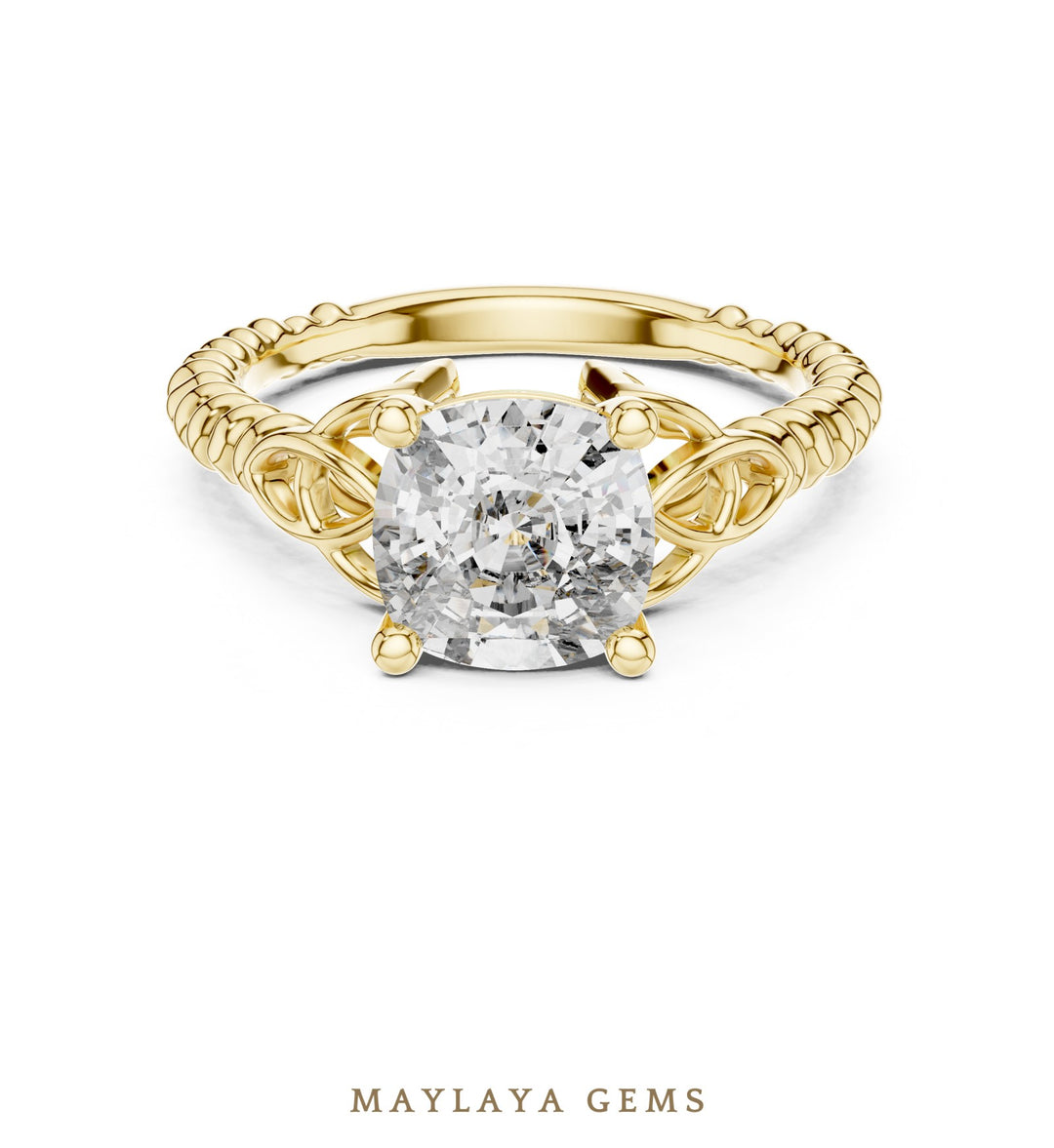 Maylaya Gems lab-grown diamond ring in yellow gold