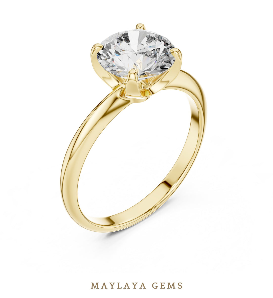 Maylaya Gems lab-grown diamond ring in yellow gold