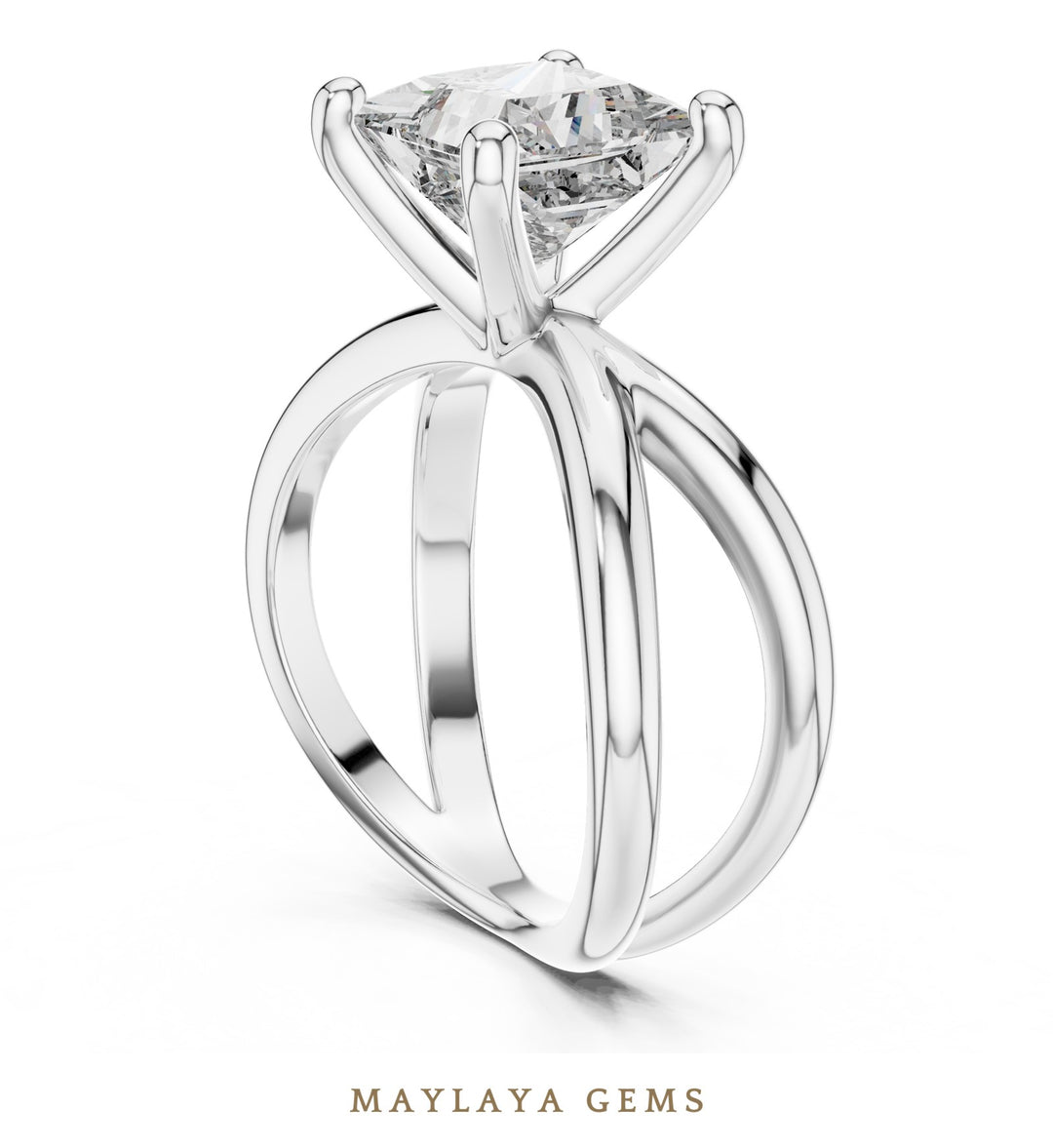 Maylaya Gems lab-grown diamond ring in white gold