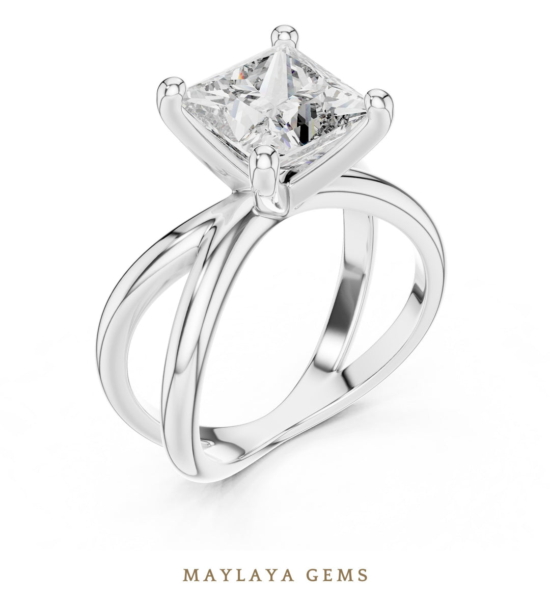 Maylaya Gems lab-grown diamond ring in white gold