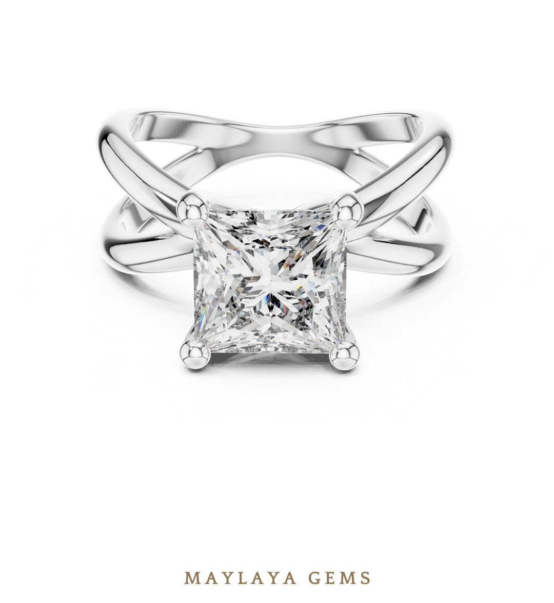 Maylaya Gems lab-grown diamond ring in white gold