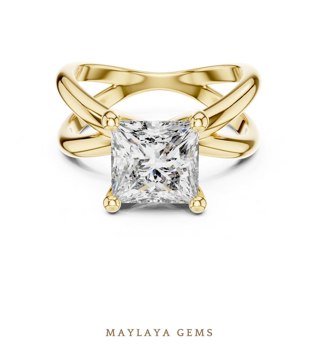 Maylaya Gems lab-grown diamond ring in yellow gold