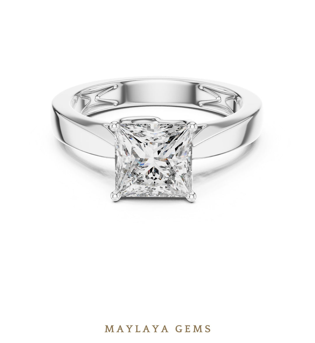 Maylaya Gems lab-grown diamond ring in white gold