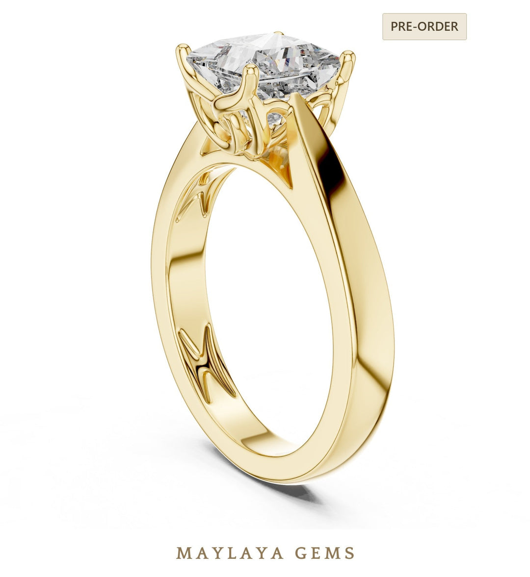 Maylaya Gems lab-grown diamond ring in yellow gold