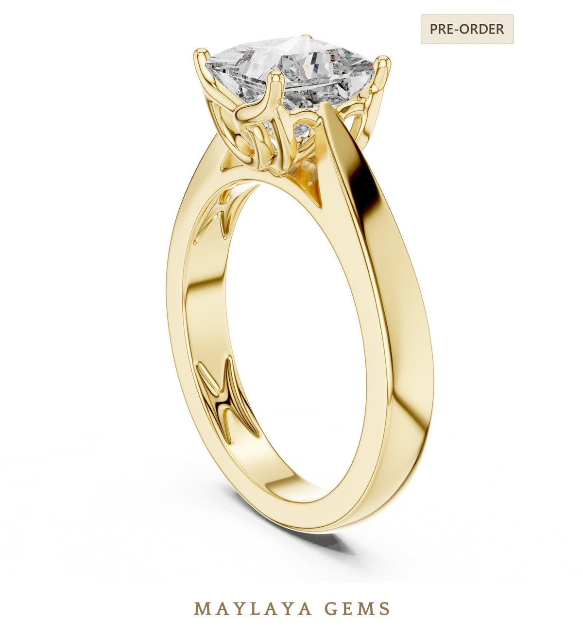 Maylaya gems lab grown diamond ring in yellow gold