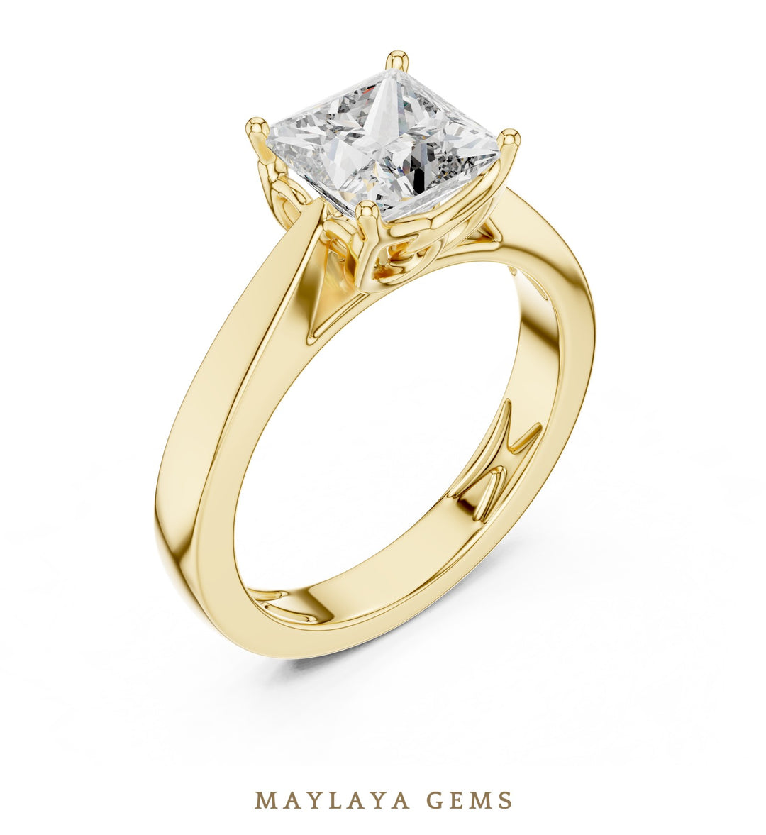 Maylaya Gems lab-grown diamond ring in yellow gold
