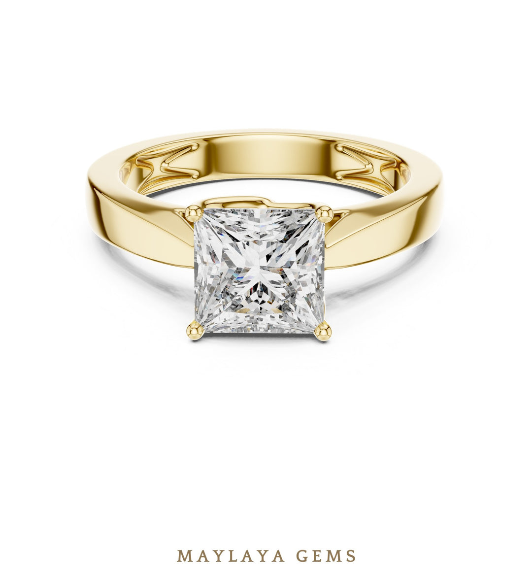 Maylaya Gems lab-grown diamond ring in yellow gold