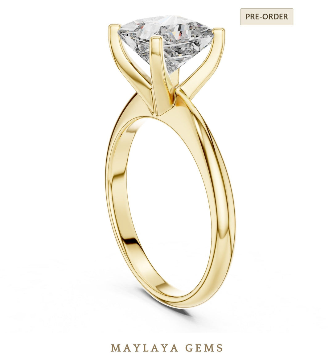 Maylaya Gems lab-grown diamond ring in yellow gold