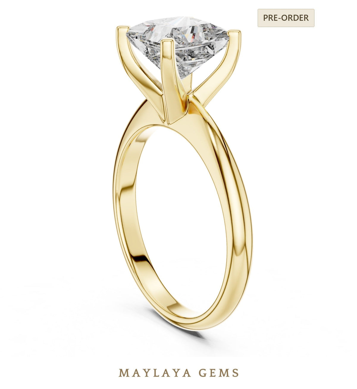 Maylaya gems lab grown diamond ring in yellow gold