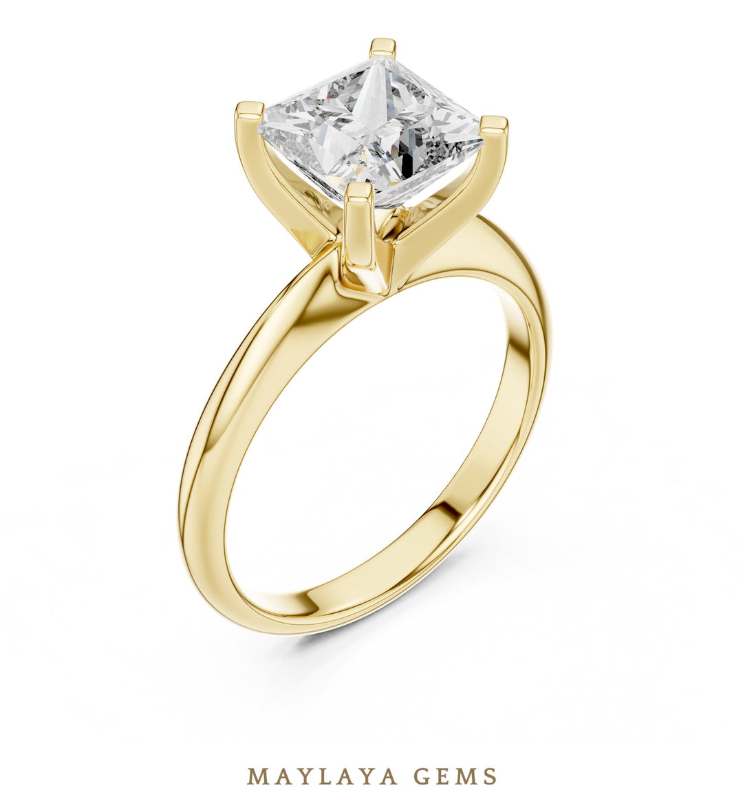 Maylaya Gems lab-grown diamond ring in yellow gold