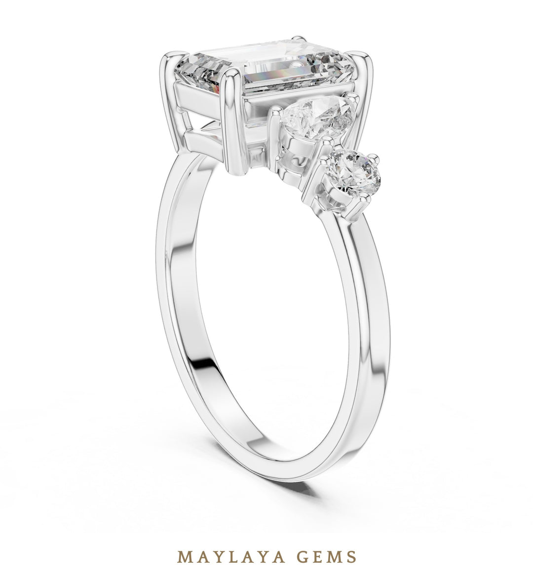 Maylaya Gems lab-grown diamond ring in white gold