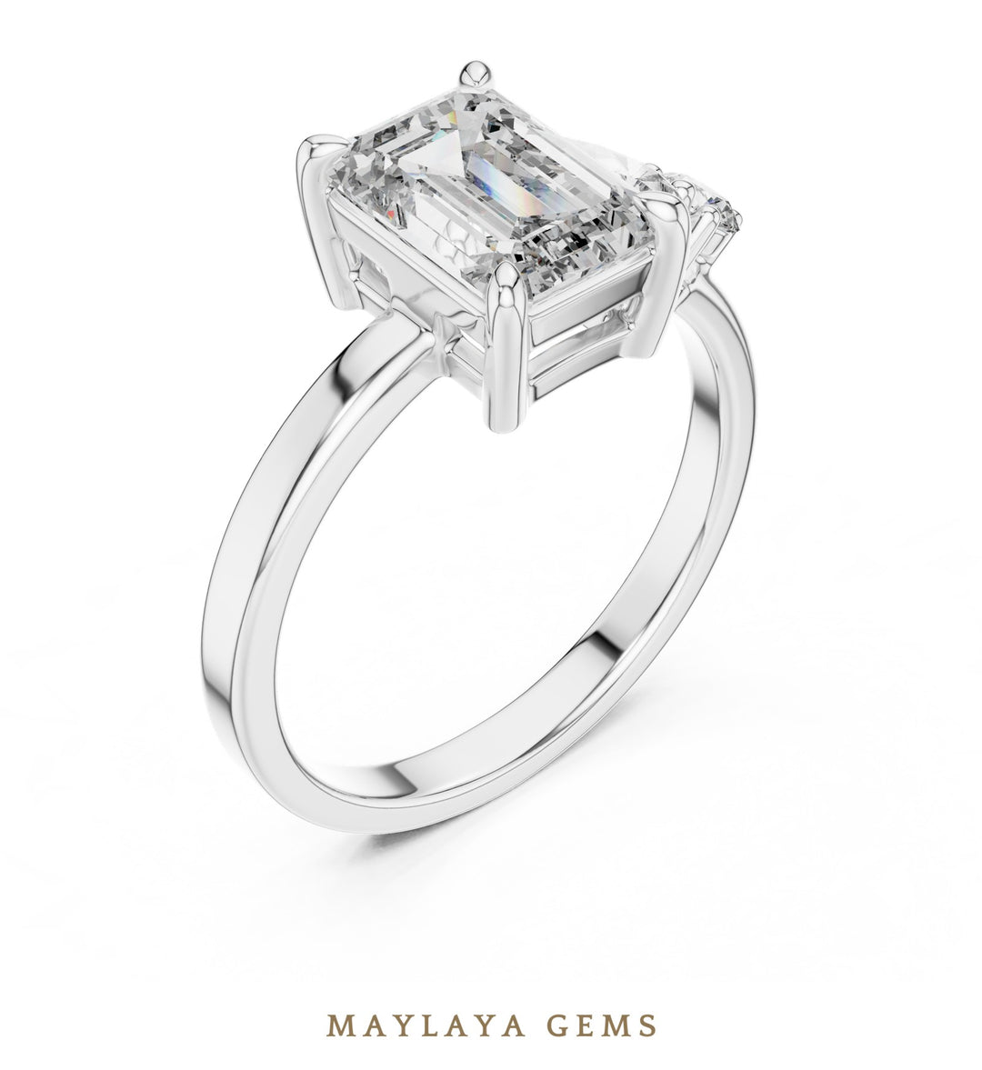 Maylaya Gems lab-grown diamond ring in white gold