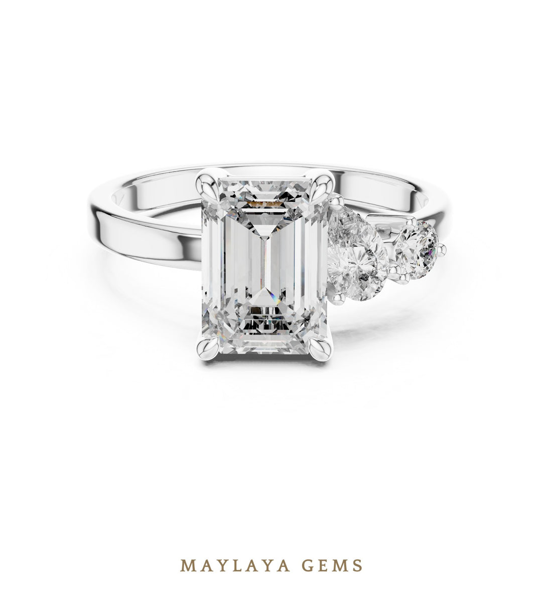 Maylaya Gems lab-grown diamond ring in white gold