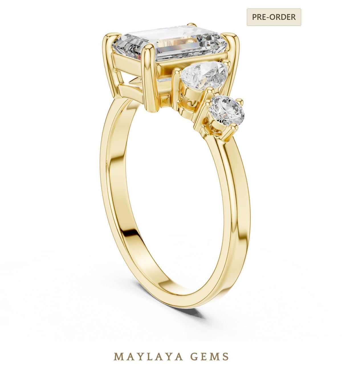 Maylaya gems lab grown diamond ring in yellow gold