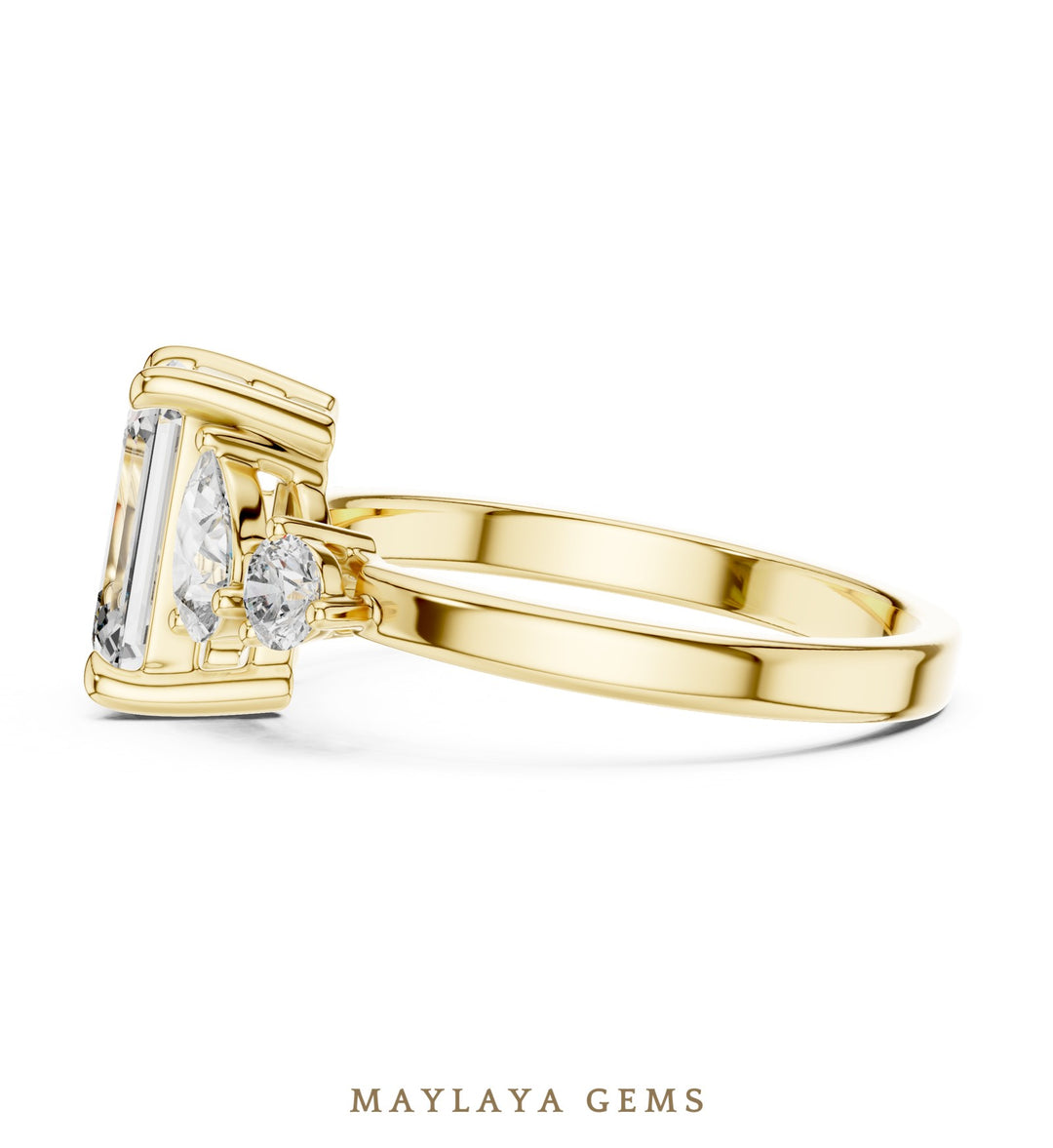 Maylaya Gems lab-grown diamond ring in yellow gold
