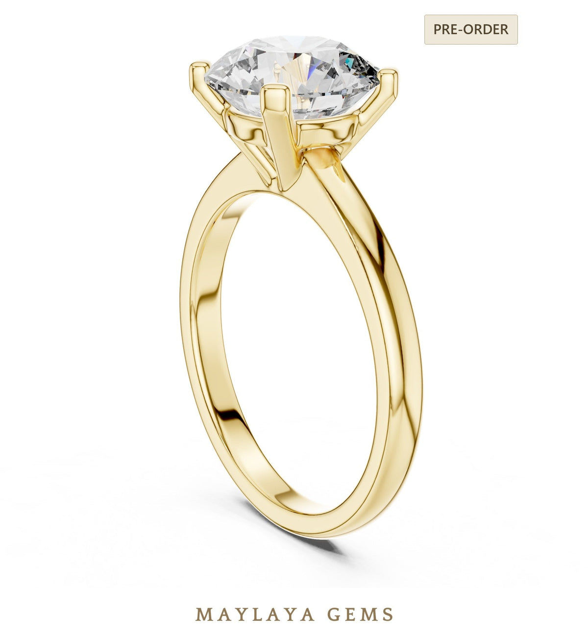 Maylaya gems lab grown diamond ring in yellow gold