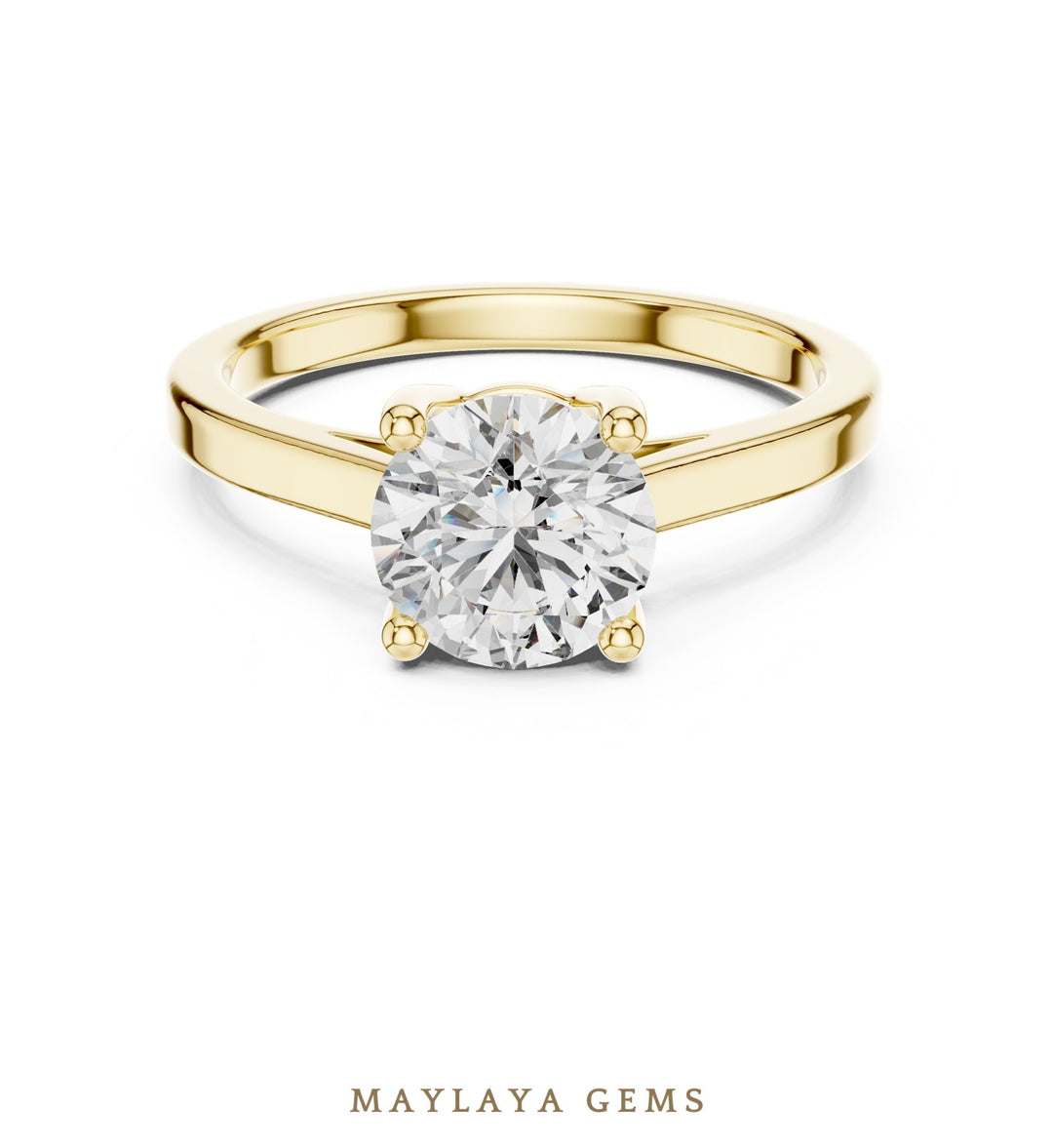 Maylaya Gems lab-grown diamond ring in yellow gold