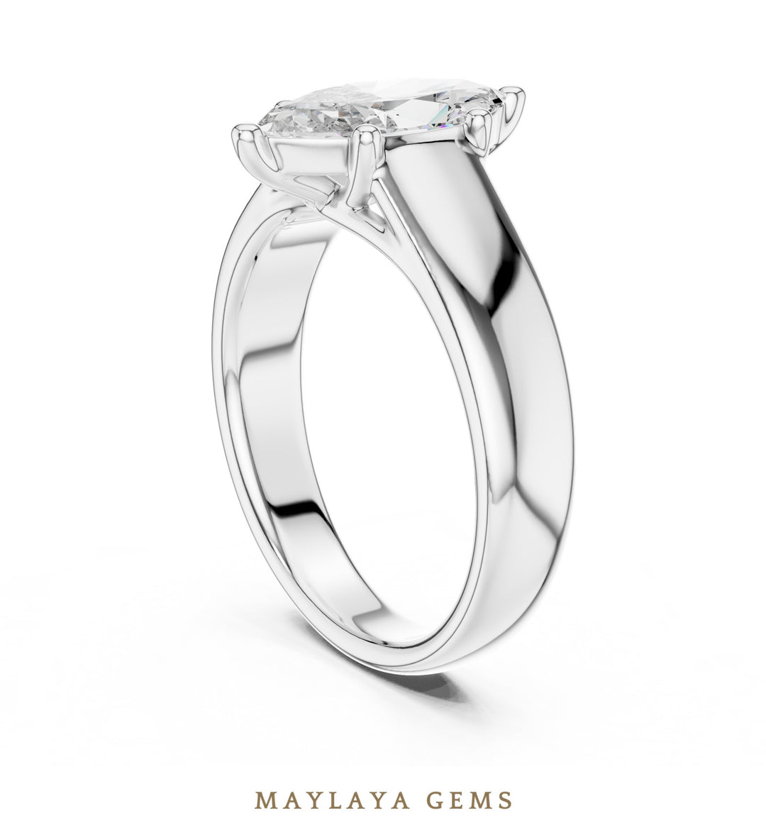 Maylaya Gems lab-grown diamond ring in white gold
