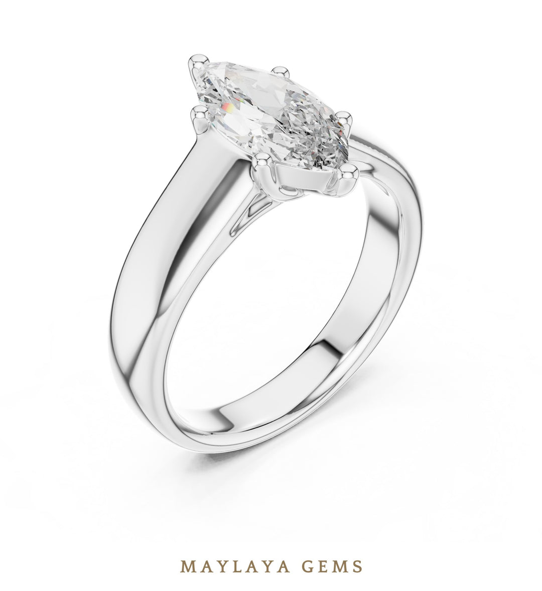 Maylaya Gems lab-grown diamond ring in white gold