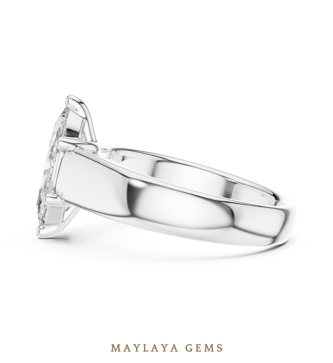 Maylaya Gems lab-grown diamond ring in white gold