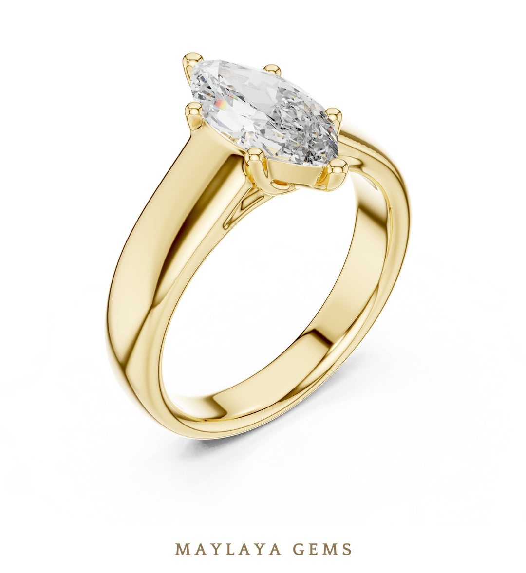 Maylaya Gems lab-grown diamond ring in yellow gold