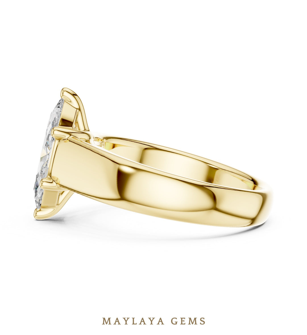Maylaya Gems lab-grown diamond ring in yellow gold