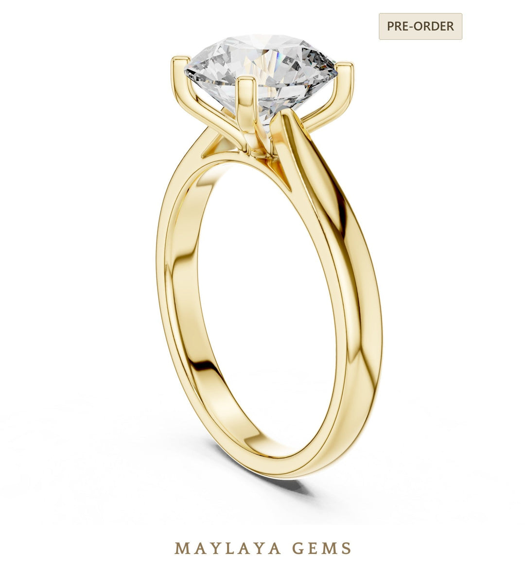 Maylaya Gems lab-grown diamond ring in yellow gold