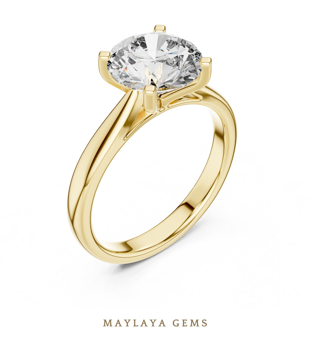 Maylaya Gems lab-grown diamond ring in yellow gold