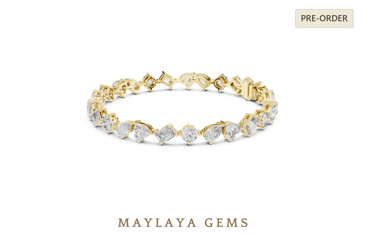 Maylaya gems lab grown diamond bracelet in yellow gold