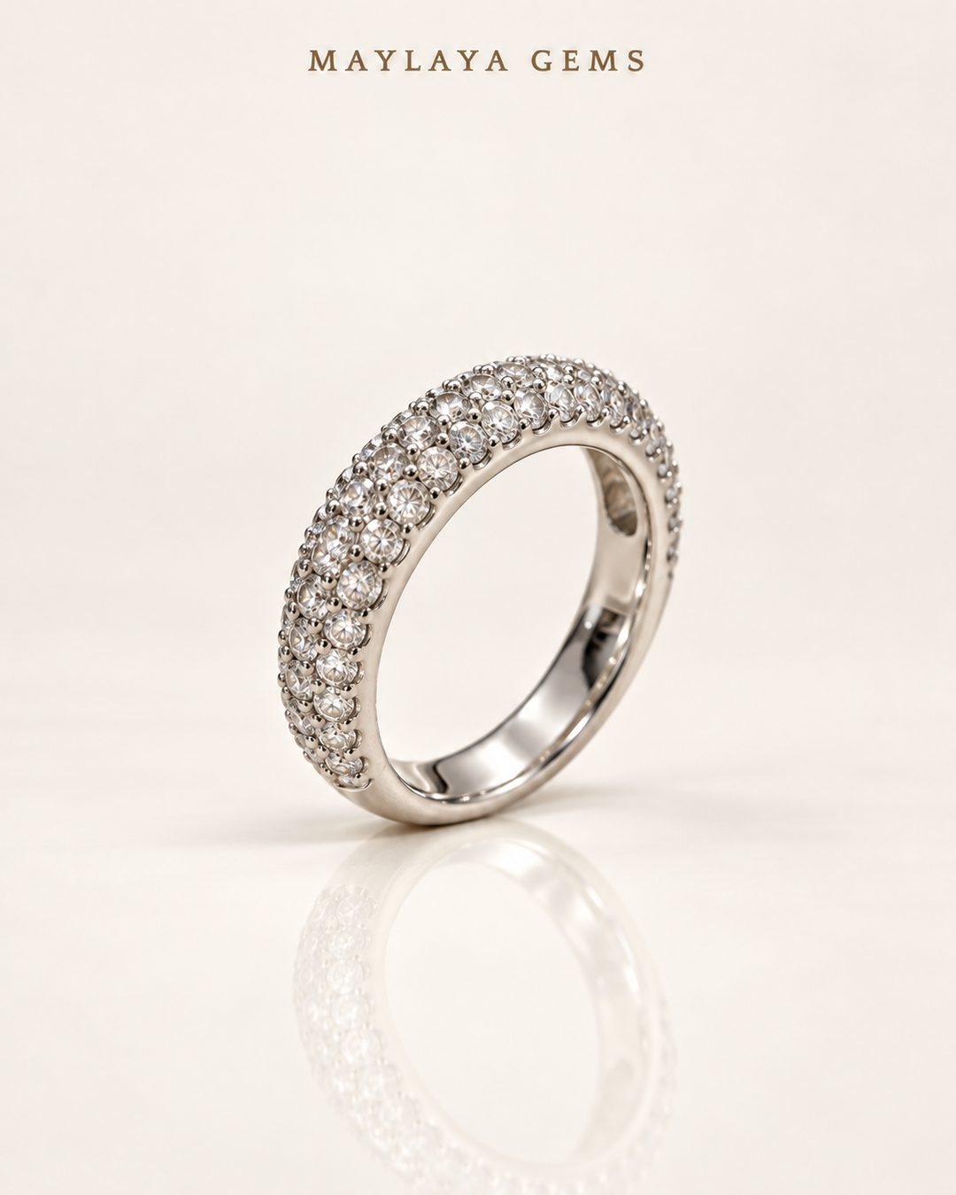 Maylaya Gems E007 — White Background Duo, soft white standing view