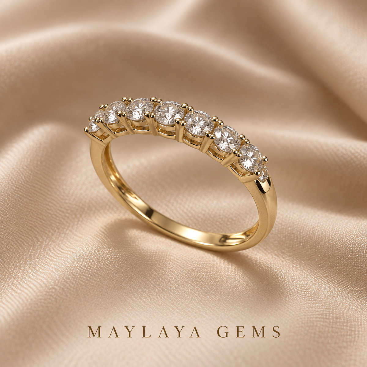 Maylaya gems e011 round diamond band — view 2