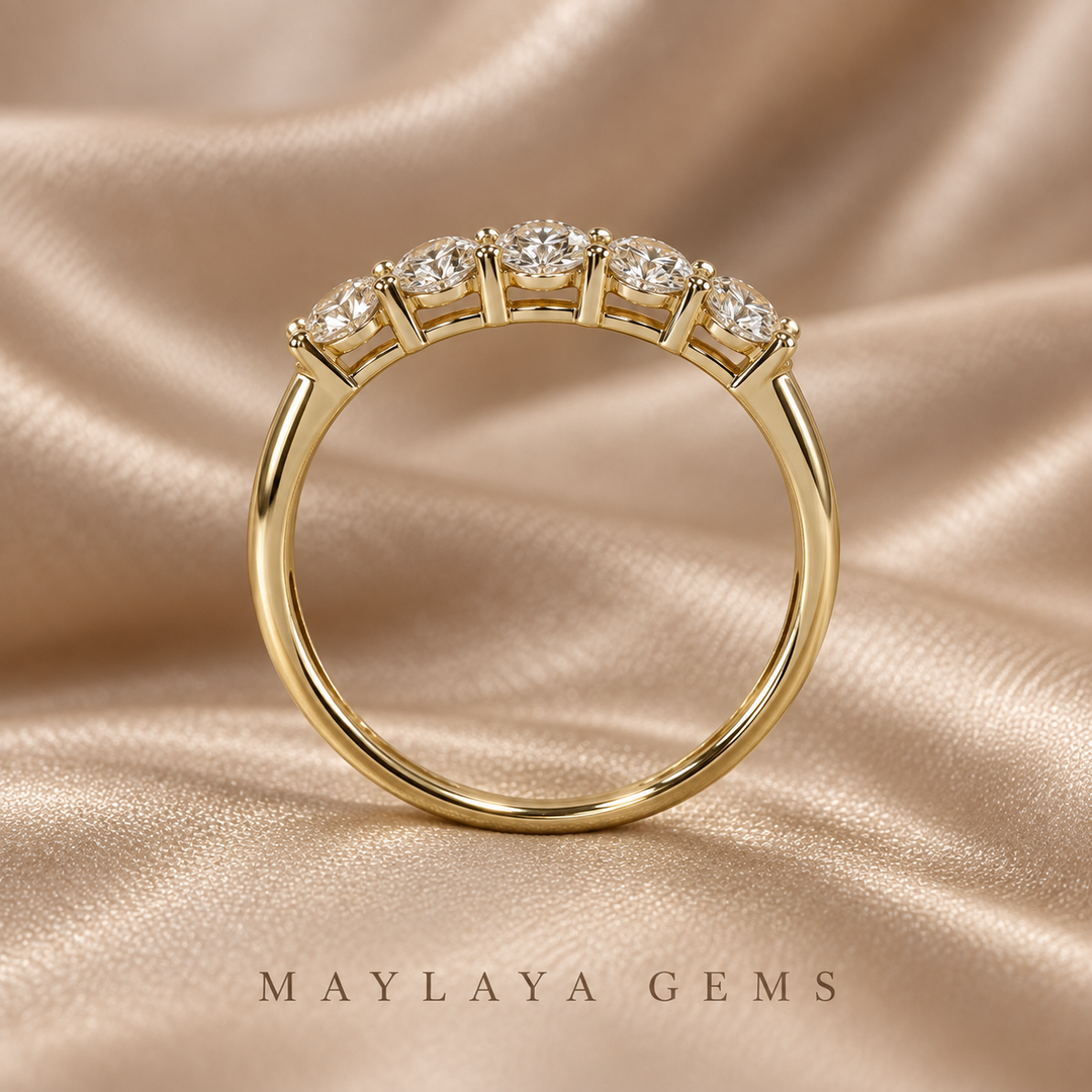 Maylaya Gems E011 round diamond band — view 3