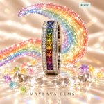 Load image into Gallery viewer, Maylaya Gems E015 rainbow diamond band — Rock Candy sugar styling
