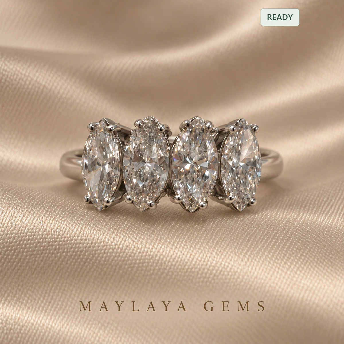 Maylaya gems e021 marquise diamond band — view 1