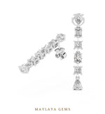 Load image into Gallery viewer, Maylaya Gems mixed-cut linear drop lab-grown diamond earrings in white gold
