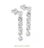 Load image into Gallery viewer, Maylaya Gems mixed-cut linear drop lab-grown diamond earrings in white gold
