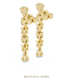 Load image into Gallery viewer, Maylaya Gems mixed-cut linear drop lab-grown diamond earrings in yellow gold
