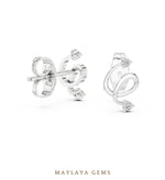 Load image into Gallery viewer, Maylaya Gems round open spiral earrings in white gold
