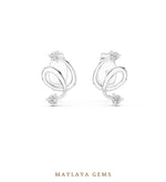 Load image into Gallery viewer, Maylaya Gems round open spiral earrings in white gold
