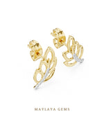 Load image into Gallery viewer, Maylaya Gems round leaf branch earrings in yellow gold
