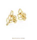 Load image into Gallery viewer, Maylaya Gems round leaf branch earrings in yellow gold
