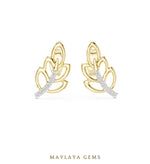 Load image into Gallery viewer, Maylaya Gems round leaf branch earrings in yellow gold
