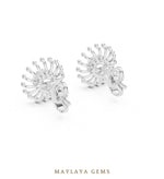 Load image into Gallery viewer, Maylaya Gems round sunray earrings in white gold

