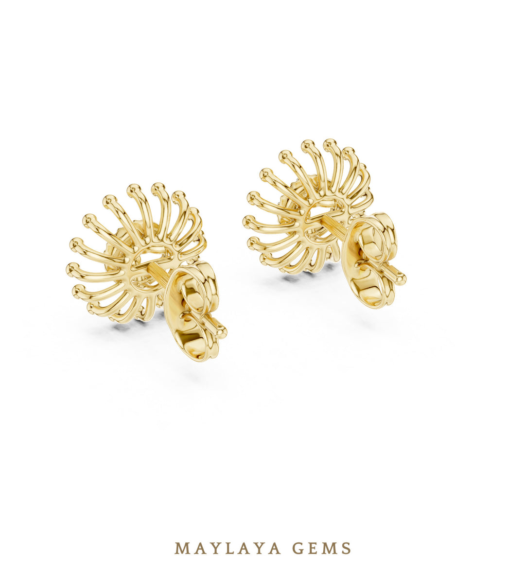 Maylaya Gems round sunray earrings in yellow gold