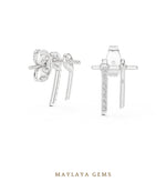 Load image into Gallery viewer, Maylaya Gems round twin bar earrings in white gold
