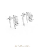 Load image into Gallery viewer, Maylaya Gems round twin bar earrings in white gold
