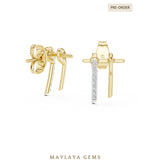 Load image into Gallery viewer, Maylaya Gems round twin bar earrings in yellow gold
