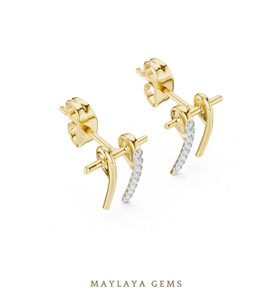 Maylaya Gems round twin bar earrings in yellow gold