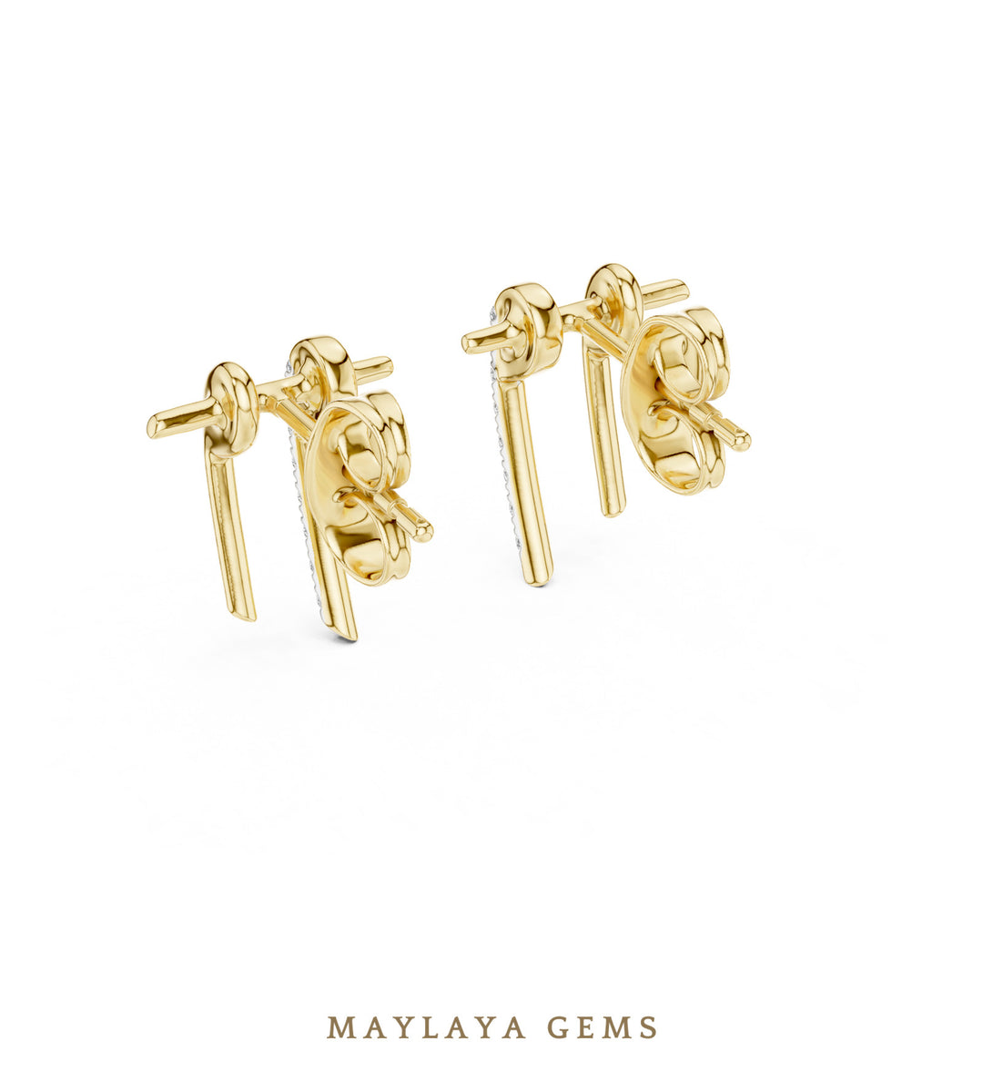 Maylaya Gems round twin bar earrings in yellow gold
