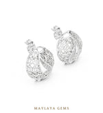 Load image into Gallery viewer, Maylaya Gems round filigree paisley earrings in white gold
